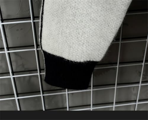 Men Blocking Sweater Slim Korean Long Sleeve Loose Knit Pullover3