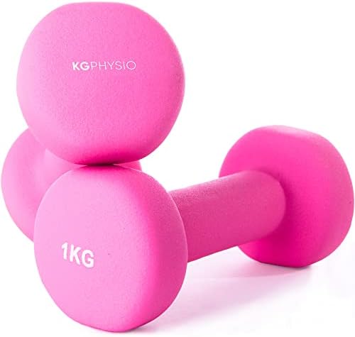 KG Physio Weights Dumbbells Set - Neoprene-Coated Weights Dumbbells Set, Sweat-Resistant Dumbellsweights Set with Anti-Roll Technology, Dumbbell Set with Exercise Poster, 1-10kg Dumbbells Pair