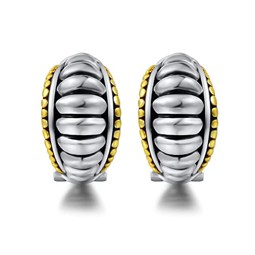 UNY Jewel Jewelry Make a Statement With Our Two Tone C Shape French Clip Earrings Featuring Detailing Perfect For Any Occasion