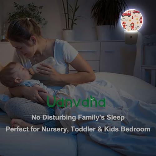 Image of Fireman Night Light Firefighter Fire Alarm Fire Truck Safety Night Lights Plug into Wall 0.5W LED Lighting Auto on /Off for Hallway Stairway Kitchen Bedroom