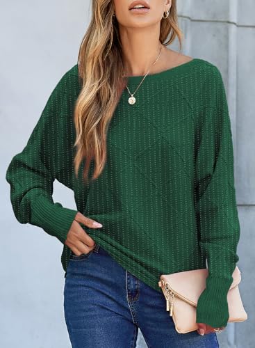 Image of EVALESS Casual Crewneck Sweaters for Women Fall Winter 2026 Lightweight Long Batwing Sleeve Pullover Sweaters Tops Clothes