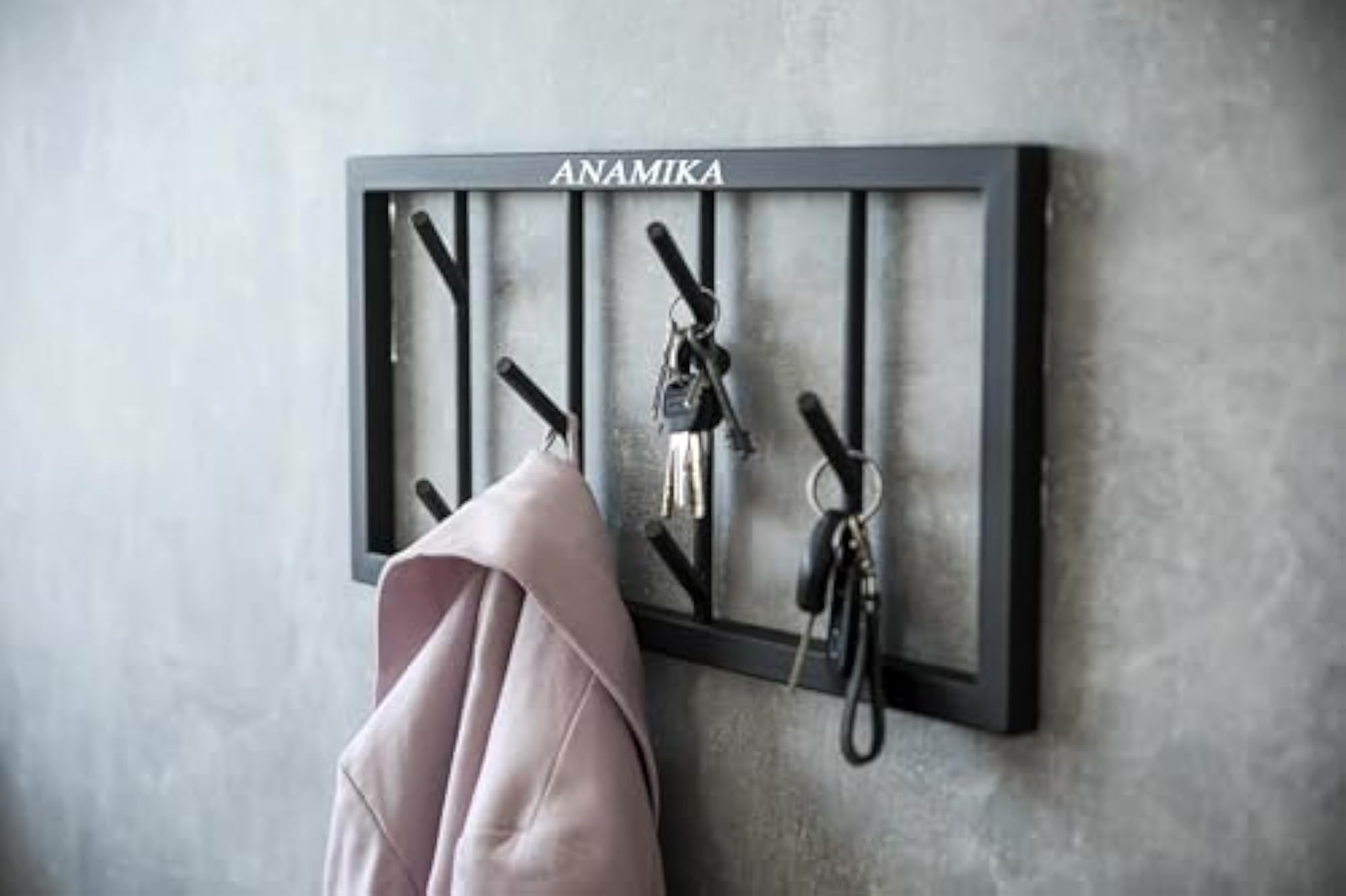 Wall Coat Rack with Hooks, Strong Metal Key Hanger & Coat Hanger Shelf