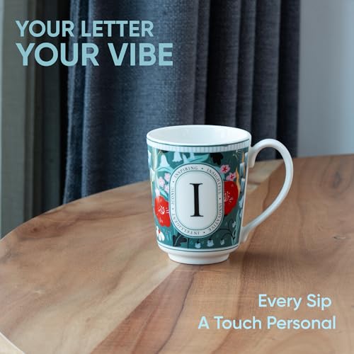 Image of Shay Alphabet Mug 300ml, Letter I Printed Coffee Mug for Girls, Boys, Friends | Ceramic Mug |Glossy Finish | Ceramic Coffee Cup | Porcelain | Microwave Safe (Alphabet Mug - I)
