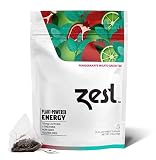 Zest 135mg High Caffeine Energy Leaf Blend - Pomegranate Mojito Green Tea - 20 Pack Bag - All Natura