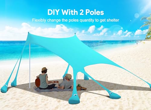 Osoeri Beach Tent, Camping Sun Shelter UPF50+ with 8 Sandbags, Sand Shovels, Ground Pegs & Stability Poles, Outdoor Shade Beach Canopy for Camping Trips, Fishing, Backyard Fun or Picnics - Thumbnail 7