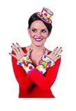  narrenkiste Oh7177 weiß-bunt Damen Clown Armmanschetten mit Punkte NOLA