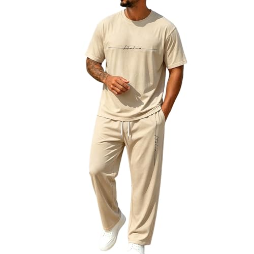 Jogging homme Italie chic : ensemble d'été t-shirt oversize et pantalon décontracté 2 pièces