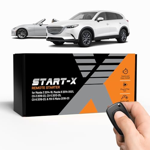 Start-X Remote Starter Kit for Mazda 3 (2014-18), 6 (2014-21), CX-3 (2016-22), CX-5 (2013-25), CX-9 (2016-23), and MX-5 Miata (2016-23) | Plug N Play | Lock 3X to Remote Start | Zero Wire Splicing