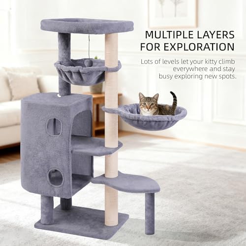 45in Cat Tree Tower with Big Condo for Indoor Cats,Cat — texture and fabric close-up
