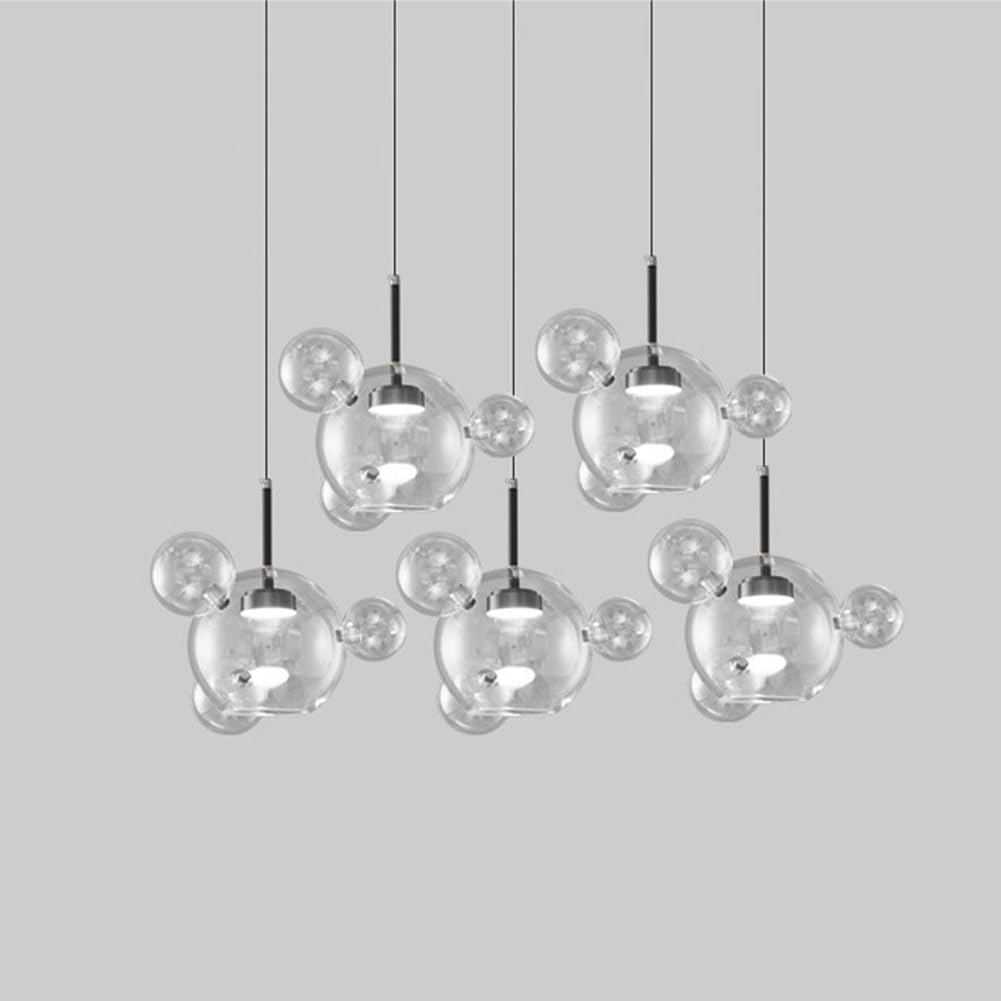 KXEcoLife LED Scandinavian bubble glass chandelier, creative art magic bean molecular for living room dining lamps and lanterns,long tray 5 heads