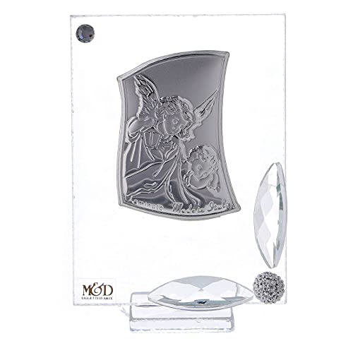 Holyart Baptism Picture, Angel with Child, Silver Laminate