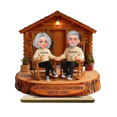 Customized Couple Forever Together Wooden Cabin Plaque - Custom Partners Plaque - Holiday Personalized Home Decoration Gift for Couples Him Her Partners Husband Wife