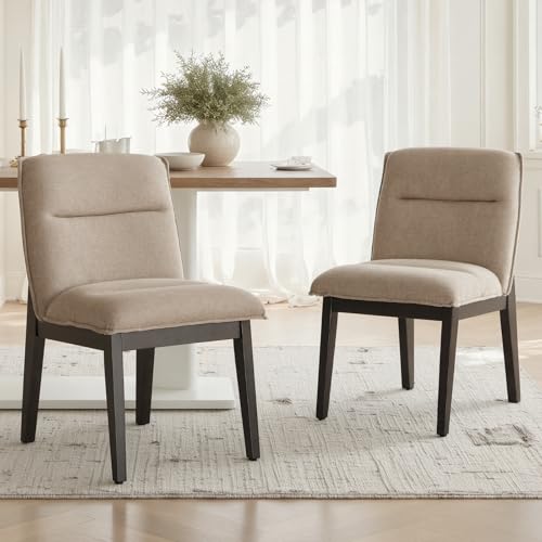 chairus Lot de 2 Chaises de Cuisine Bois en Chenille Chaises de Salle à Manger Rembourrées sans Accoudoirs, Chaises de Style Moderne avec Pieds en Bois, pour...