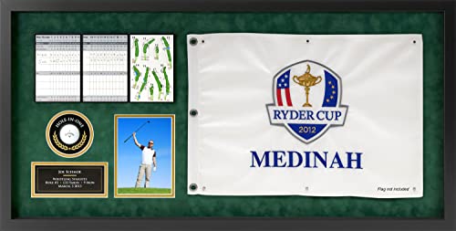 Masters Hole-in-One Golf Display Case Frame, 5 Components for Ball, Scorecard, Photo, Printed Graphic Info Insert & Golf Flag