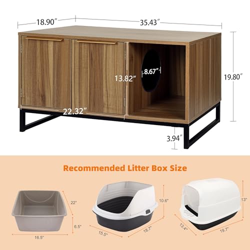 image for FerniTry Cat Large Litter Box Enclosure Furniture, Hidden Cat Litter B