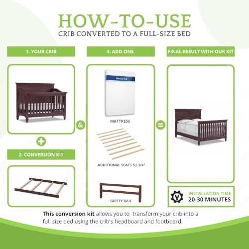 Image of CC KITS Full-Size Conversion Kit Bed Rails for SmartStuff Convertible Cribs by Universal Furniture - Solid Wood Rail - Toddler and Adult Bed Rail for Full-Size Beds - Nursery Furniture (Molasses)