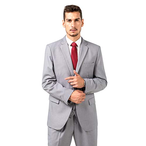 Yanlu Grey Men Suits Business Formal Suits Blazer Vest Pant Groom Suit 3 Pieces Notch Lapel New Tuxedos-4438 #TOP1