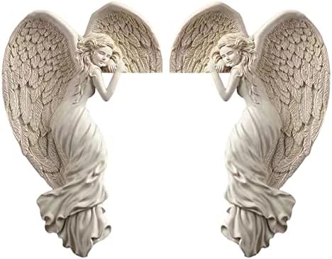 Reheyre Door Corner Holiday Angels, Corner Wall Sculpture 3D Heart-Shaped Wings, Door Frame Angel Decor Statue Ornament Resin Crafts for Home 2pcs