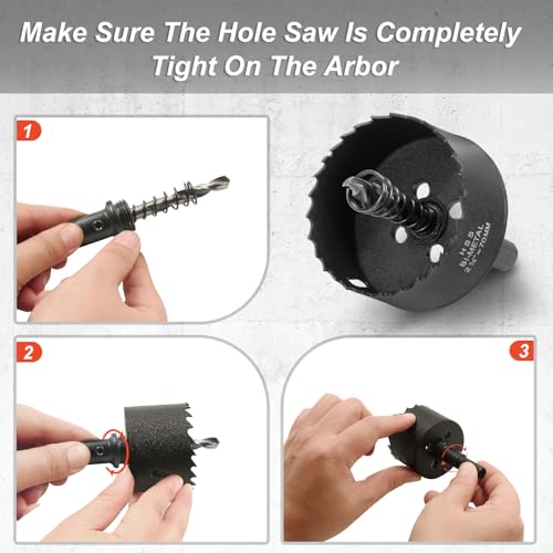 Image of 2-3 /4 Inch Hole Saw with 3 /8 inch Triangle Shank Quick Change Arbor, JTemgle Bi-Metal Hole Saw Heavy Duty Hole Cutting Tool for Cornhole Boards, Recessed Lights, Wood, Plastic, Drywall & Soft Metal