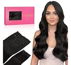WENNALIFE Clip in Hair Extensions Human Hair 24 Inch 150g 9pcs Natural Black Hair Extensions Clip in for Women Real Human H…