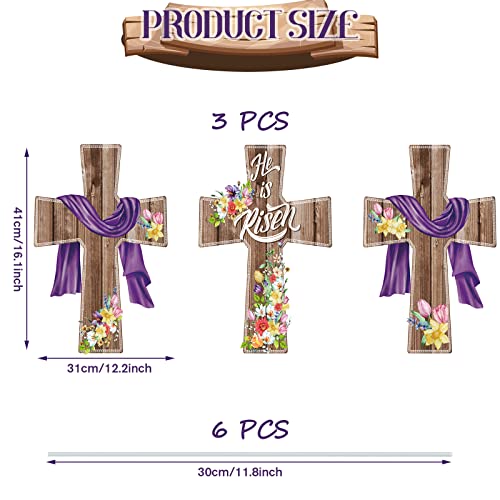 Panneaux religieux Happy Easter He Is Risen lot de 3 pour jardin
