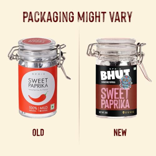Image of Sprig Sweet Paprika | From Sun-Ripened Sweet Paprika Pods| 100% Pure | No artificial colours, flavours, fillers or preservatives |Garnish, Season, make spice rubs or marinades | Jar - 30g