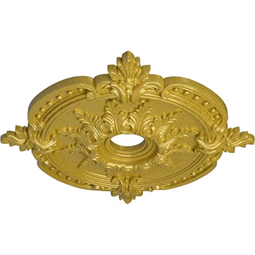 Image of Ekena Millwork CM28BERGS 28 3 /8 inchOD X 3 3 /4 inchID X 1 5 /8 inchP Benson Classic Ceiling Medallion Fits Canopies Up To 6 1 /2 inch, Rich Gold
