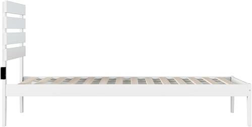 Miniatura 4 de AFI, Cama de plataforma Oxford, tamaño individual XL con cargador USB conectable, color blanco