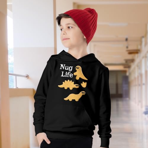 Nug Life Kids' Hoodie - Dino Nugget Hooded Sweatshirt - Cool Graphic Hoodie for Kids2