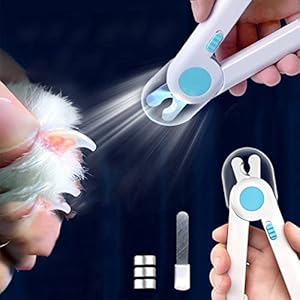 Dog Cat Nail Clippers, Pets Claw Trimmers Professional, with LED Light and Safety Guard and Nail File, for Rabbits, Guinea Pigs, Birds, Puppies, Kittens, Small Animals Grooming Tool