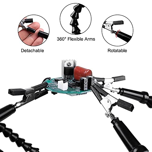 Estación de soldadura DIY con brazos flexibles y lámpara lupa para electrónica 3