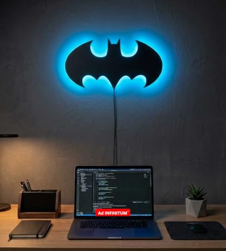 Image of AD INFINITUM 16 Colors Superhero LED wall Lamp with Mobile App Control, Comic Lover, Night Lamp, for Gift, Kids Room, Gaming Setup, Gaming Room, Man Cave. (The Bat man Multicolor)