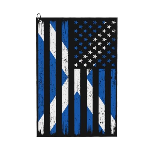 BASRETY US and Flag of Scotland Golf Towel with Carabiner