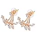 Robert JC Rose Gold Leaf with Cz Crystal Ear Cuff Earrings Jacket for Woman Girls