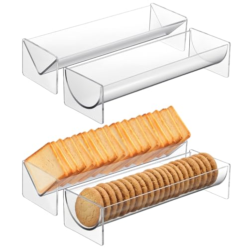 4 Pack Clear Cracker Tray, Acrylic Biscuit Stand Cracker Trays for Serving, Rectangular Multipurpose Clear Food Display Holder for Home, Wedding Events, Parties, Countertop and Events by Meyeyaia - Used condition - Image 7