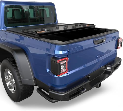 KUIPERAUTO Hard Tri Fold Truck Bed Tonneau Cover Compatible with