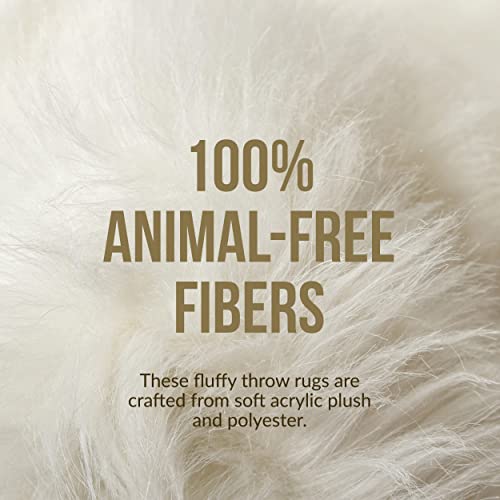 Luxe Gordon Faux Fur Rug With Soft And Fluffy Pile | Machine Washable Living Room Rug With Anti-Slip Backing | Cruelty-Free Area Rugs For Office Or Bedroom, White, 2 Ft X 3 Ft #TOP1