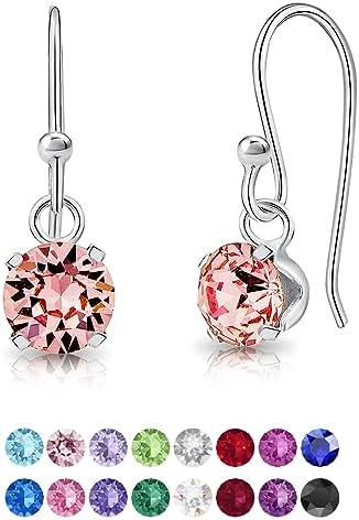 DTPsilver® Sterling silver - Swarovski Earrings - Drop Earrings for Women - Swarovski - Drop Earrings - Sterling silver Drop Earrings - Dangly earrings - Swarovski earring - Silver Earring Hooks