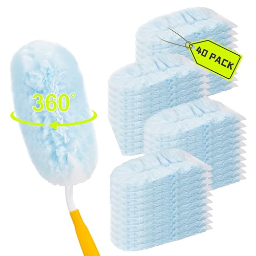 40 Count Disposable Dusters Refills Multi Surface 360 Heavy Duty Duster Refills Compatible with Swiffer Duster Refills (40)