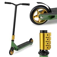 GYMAX Stunt Scooter for Kids, Lightweight Freestyle Pro Trick Scooters with PU Wheels & Aluminum Deck, 360° Spin Handlebar Street Scooter for Beginners Teens Ages 10+ (Green)