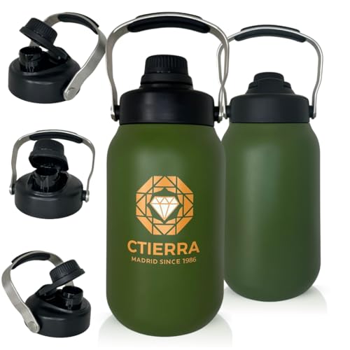 CTIERRA Termo de acero inoxidable, botella térmica para agua fría (24 horas) o caliente (12 horas)