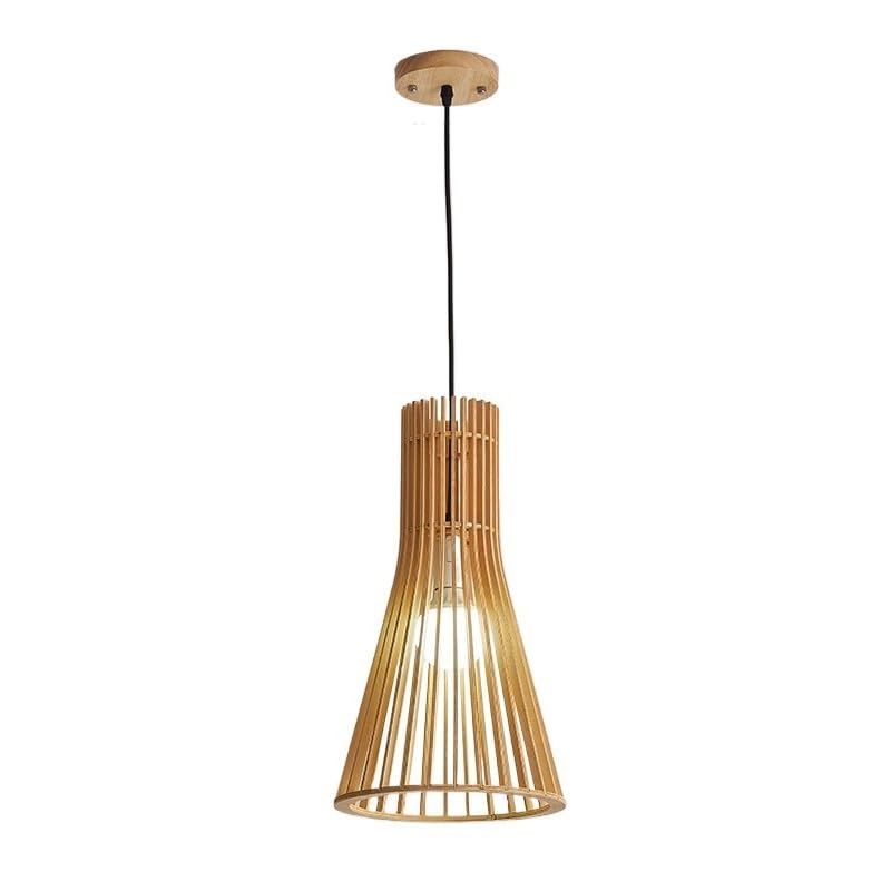 Lampe suspendue en bois japonais Wabi-sabi E27 lustre réglable 25cm