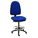 Centrosilla Taburete Giratorio Oficina ergonómico Torino, Regulable en Altura y Profundidad, aro reposapiés Cromado Regulable con Ruedas (Azul)