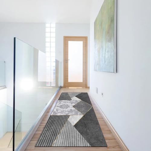 Alfombra de pasillo y cocina moderna antideslizante gris lavable 40x220 6