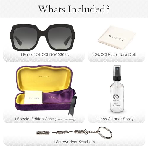 Gucci GG0036SN Designer Fashion Sunglasses - Elegant, Sophisticated & Stylish Rectangular Shape Eyewear W/Luxury eSHADES Kit3