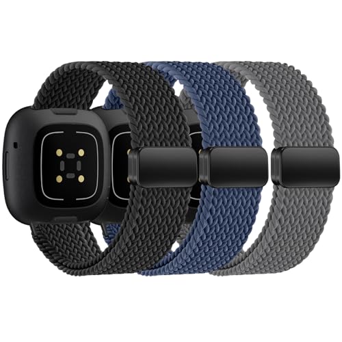 HSWAI ���C�ґg Fitbit Versa 4�p�o���h ���f�B�[�X/Versa 3/Sense/Sense 2�p�o���h�A�\�t�g�X�g���b�`�X�|�[�c�X�g���b�v �D�胋�[�v �L�k���i�C�������X�g�o���h �����Y