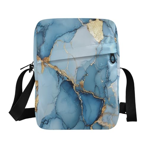 messenger bag for men Crossbody Bags For Women Womens Cross Body Purses Adjustable Strap for Travel Travel- Marble Blue White Beauty