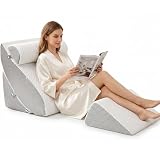 Cuscino a cuneo 4 in 1, cuscino a cuneo in memory foam, cuscino di supporto per dormire con poggiatesta regolabile inclinato cuscino con fodera lavabile per reflusso acido, gerds, mal di schiena