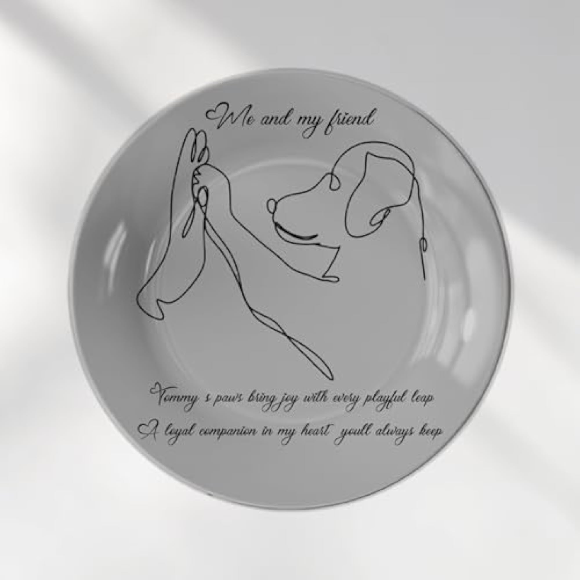Personalized Line Art Plate for Pet Lovers, Custom Gift