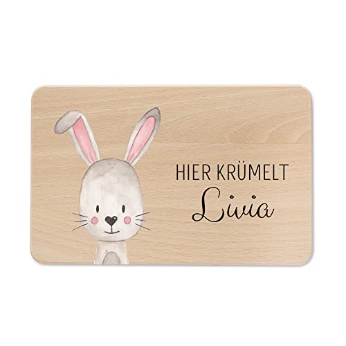 wunderwunsch - Individuelles Holzbrett mit Hochwertigem UV-Druck für Kinder - Personalisiertes Frühstücksbrettchen - Niedliche Motiv-Brettchen mit Namen und Tieren (Nur Brett) Cover